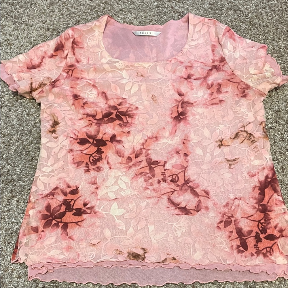 Elegant Pink Floral Women's Blouse